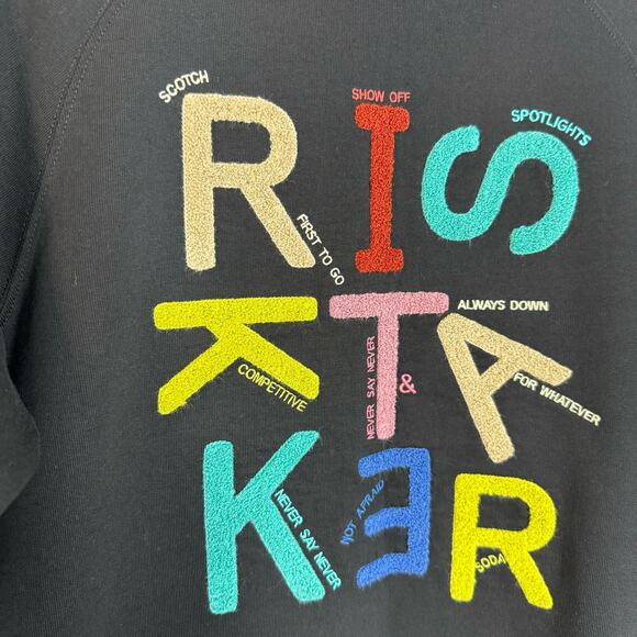 Scotch & Soda Risktaker Embroidered Sweatshirt Black Cotton French Terry Men's M - Picture 4 of 12